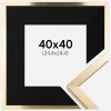 Ramme Trendy Guld 40x40 cm - Passepartout Sort 10x10 inches