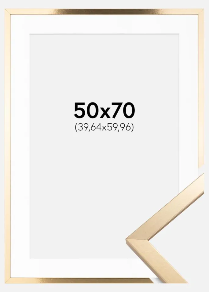 Ramme Trendy Guld 50x70 cm - Passepartout Hvid 16x24 inches