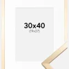 Ramme Trendy Guld 30x40 cm - Passepartout Hvid 20x28 cm