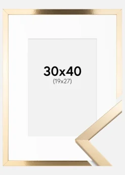 Ramme Trendy Guld 30x40 cm - Passepartout Hvid 20x28 cm