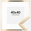 Ramme Trendy Guld 40x40 cm - Passepartout Hvid 10x10 inches