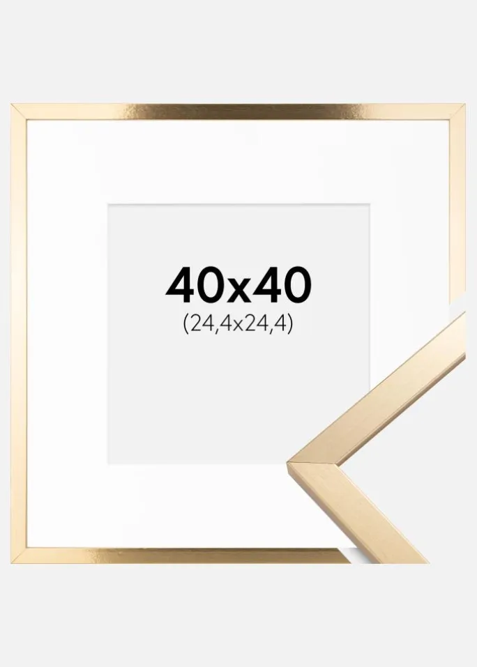 Ramme Trendy Guld 40x40 cm - Passepartout Hvid 10x10 inches