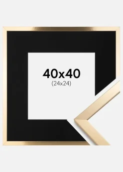Ramme Trendy Guld 40x40 cm - Passepartout Sort 25x25 cm