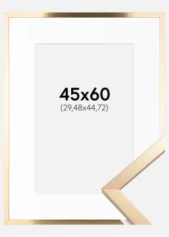 Ramme Trendy Guld 45x60 cm - Passepartout Hvid 12x18 inches