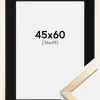 Ramme Trendy Guld 45x60 cm - Passepartout Sort 35x50 cm