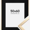 Ramme Trendy Guld 50x60 cm - Passepartout Sort 14x18 inches