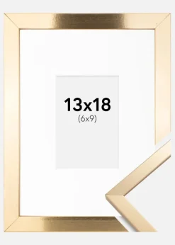 Ramme Trendy Guld 13x18 cm - Passepartout Hvid 7x10 cm