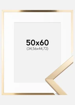 Ramme Trendy Guld 50x60 cm - Passepartout Hvid 14x18 inches