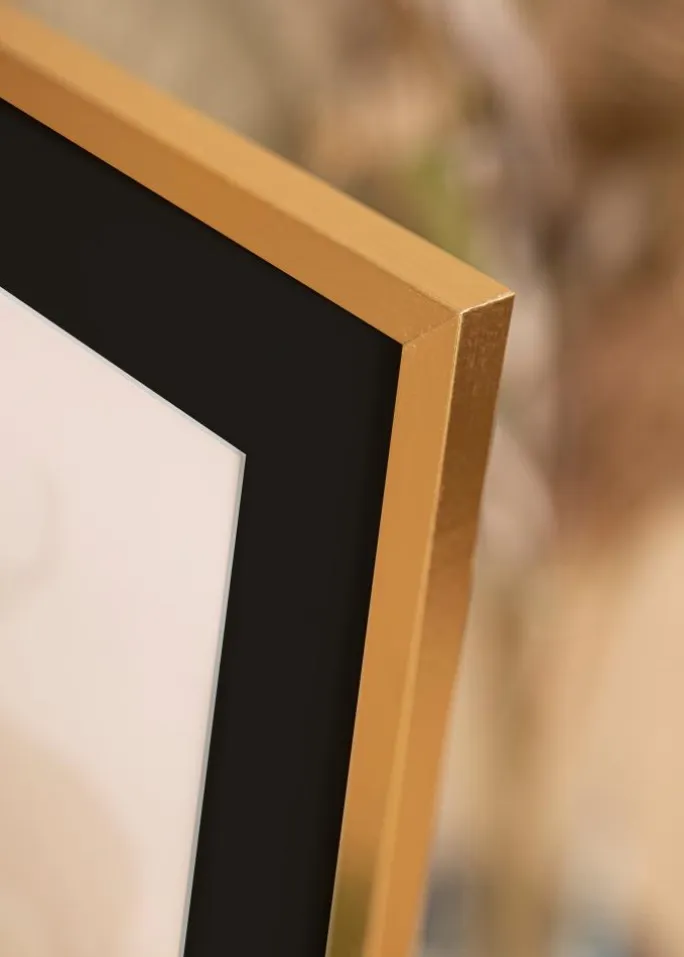 Ramme Trendy Guld 40x50 cm - Passepartout Sort 12x16 inches
