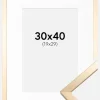 Ramme Trendy Guld 30x40 cm - Passepartout Hvid 20x30 cm