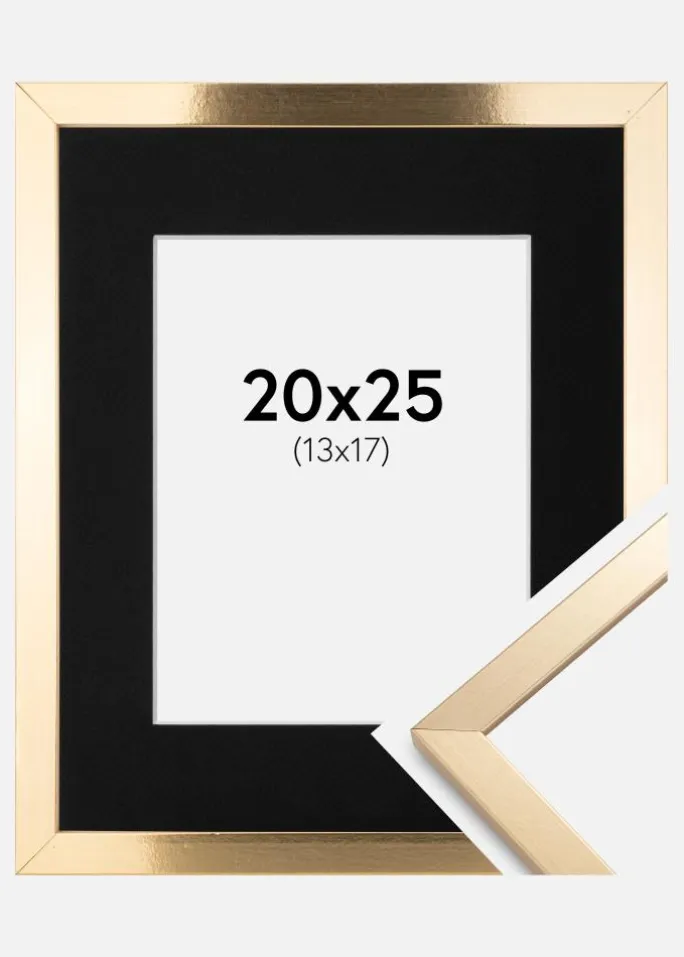 Ramme Trendy Guld 20x25 cm - Passepartout Sort 14x18 cm