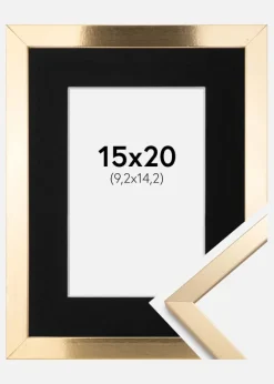 Ramme Trendy Guld 15x20 cm - Passepartout Sort 4x6 inches