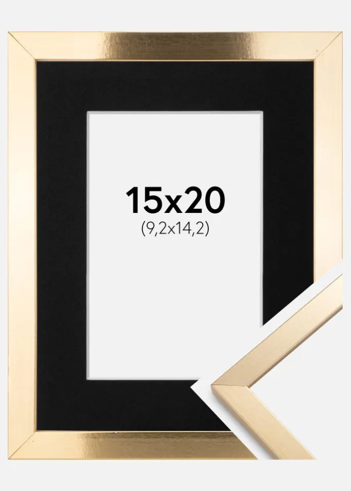 Ramme Trendy Guld 15x20 cm - Passepartout Sort 4x6 inches
