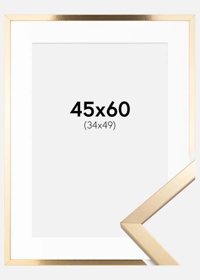 Ramme Trendy Guld 45x60 cm - Passepartout Hvid 35x50 cm