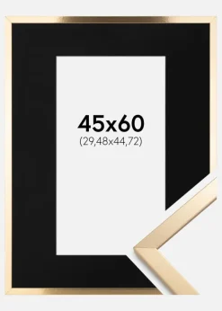 Ramme Trendy Guld 45x60 cm - Passepartout Sort 12x18 inches
