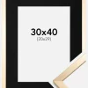 Ramme Trendy Guld 30x40 cm - Passepartout Sort 21x30 cm