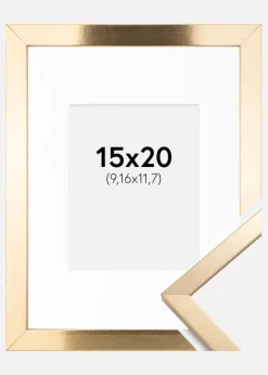 Ramme Trendy Guld 15x20 cm - Passepartout Hvid 4x5 inches
