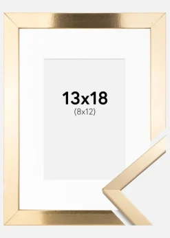 Ramme Trendy Guld 13x18 cm - Passepartout Hvid 9x13 cm