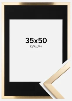 Ramme Trendy Guld 35x50 cm - Passepartout Sort 30x35 cm
