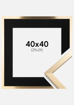 Ramme Trendy Guld 40x40 cm - Passepartout Sort 30x30 cm