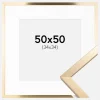 Ramme Trendy Guld 50x50 cm - Passepartout Hvid 35x35 cm