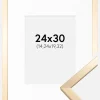Ramme Trendy Guld 24x30 cm - Passepartout Hvid 6x8 inches
