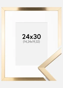 Ramme Trendy Guld 24x30 cm - Passepartout Hvid 6x8 inches