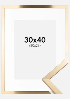 Ramme Trendy Guld 30x40 cm - Passepartout Hvid 21x30 cm