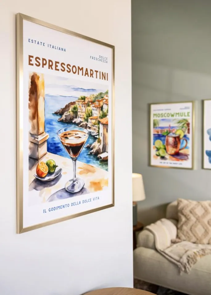 Ramme Trendy Guld 30x40 cm - Passepartout Hvid 21x30 cm