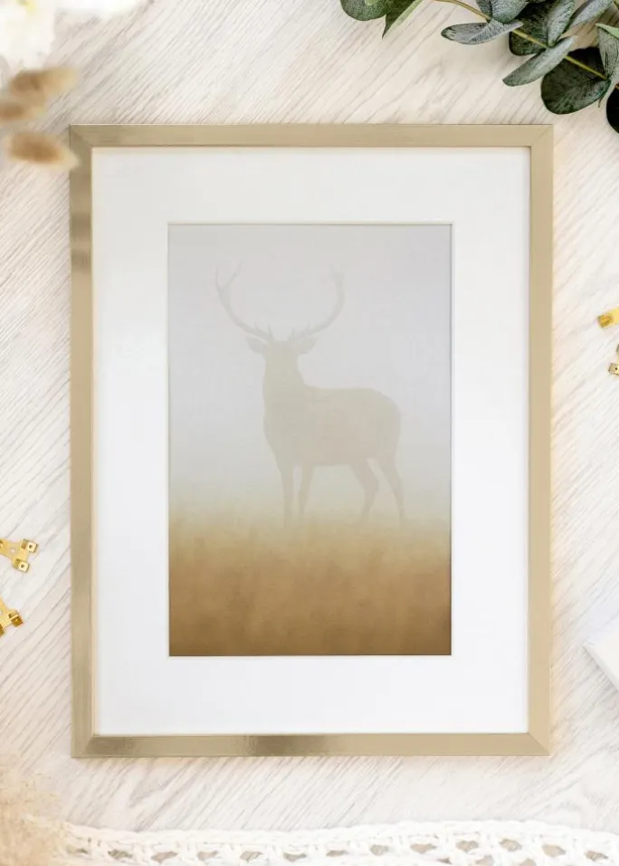 Ramme Trendy Guld 30x40 cm - Passepartout Hvid 21x30 cm