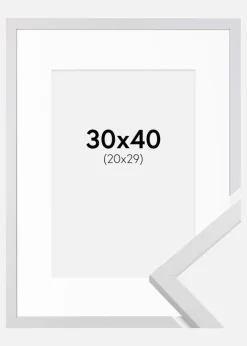 Ramme Trendy Hvid 30x40 cm - Passepartout Hvid 21x30 cm