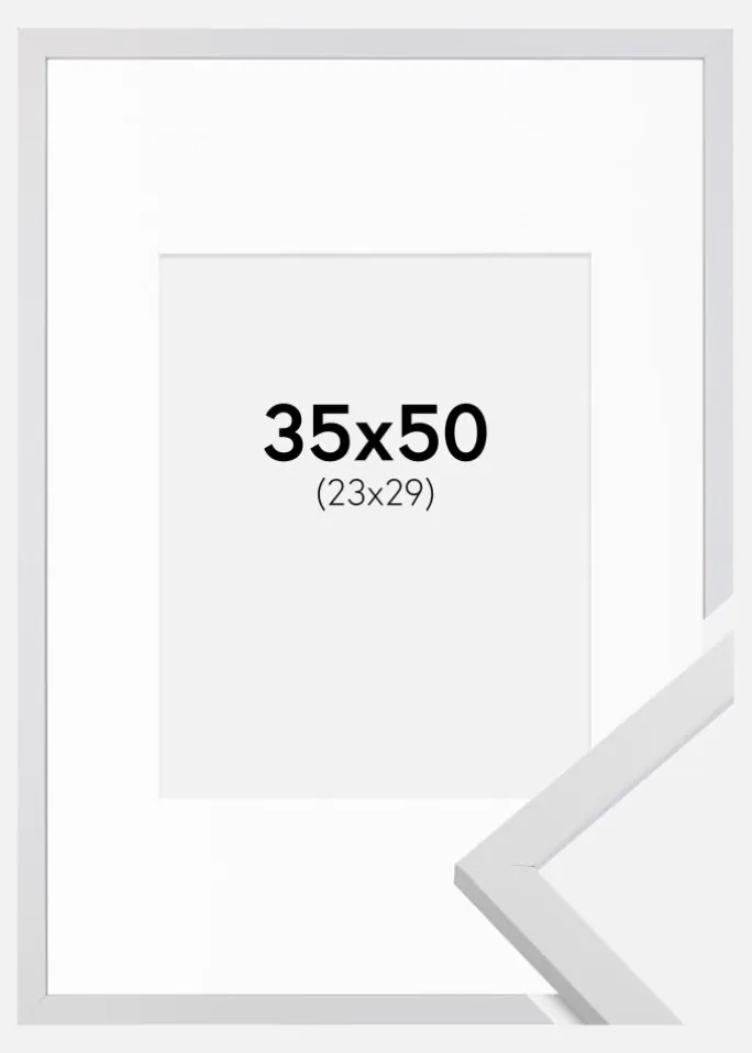 Ramme Trendy Hvid 35x50 cm - Passepartout Hvid 24x30 cm