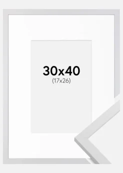 Ramme Trendy Hvid 30x40 cm - Passepartout Hvid 18x27 cm
