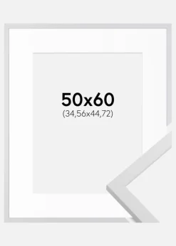 Ramme Trendy Hvid 50x60 cm - Passepartout Hvid 14x18 inches