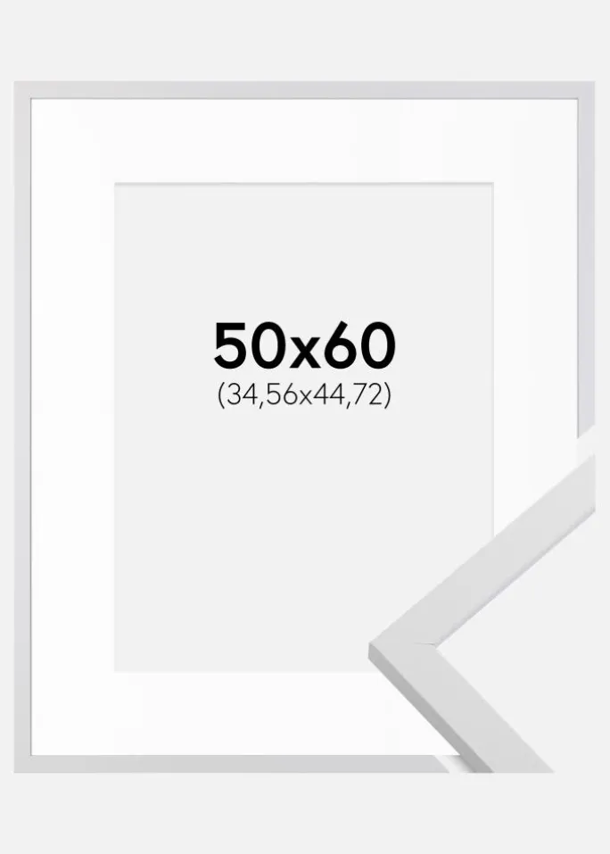 Ramme Trendy Hvid 50x60 cm - Passepartout Hvid 14x18 inches