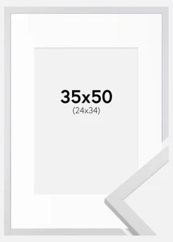 Ramme Trendy Hvid 35x50 cm - Passepartout Hvid 25x35 cm