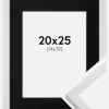 Ramme Trendy Hvid 20x25 cm - Passepartout Sort 15x20 cm