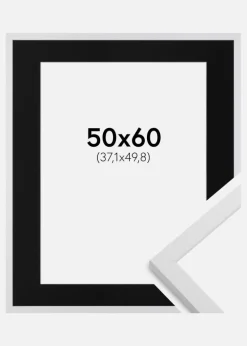 Ramme Trendy Hvid 50x60 cm - Passepartout Sort 15x20 inches