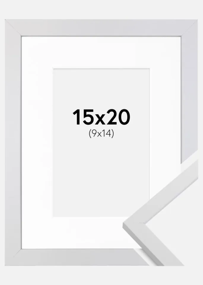 Ramme Trendy Hvid 15x20 cm - Passepartout Hvid 10x15 cm