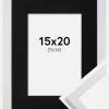 Ramme Trendy Hvid 15x20 cm - Passepartout Sort 10x15 cm