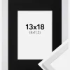 Ramme Trendy Hvid 13x18 cm - Passepartout Sort 9x12 cm