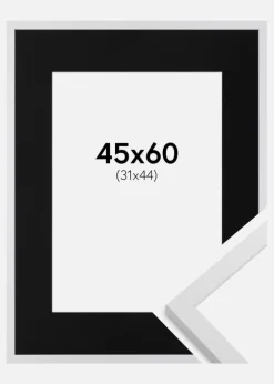 Ramme Trendy Hvid 45x60 cm - Passepartout Sort 32x45 cm