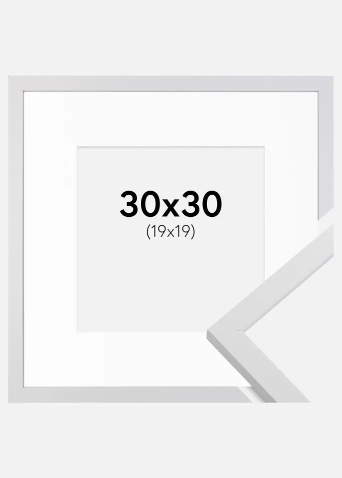 Ramme Trendy Hvid 30x30 cm - Passepartout Hvid 20x20 cm