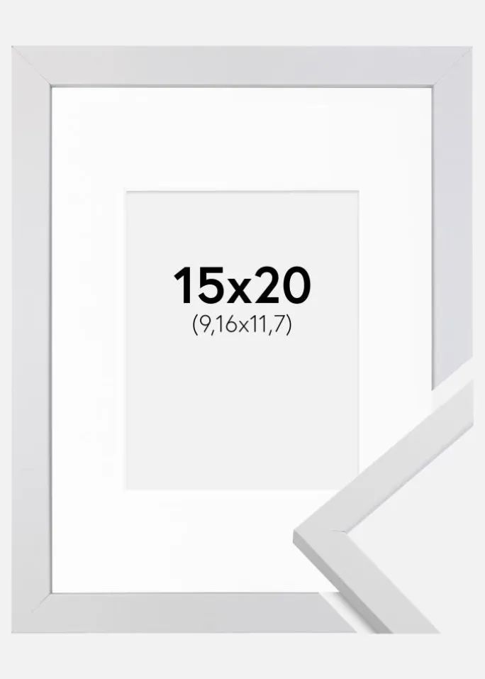 Ramme Trendy Hvid 15x20 cm - Passepartout Hvid 4x5 inches