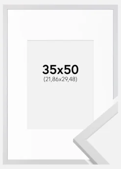 Ramme Trendy Hvid 35x50 cm - Passepartout Hvid 9x12 inches
