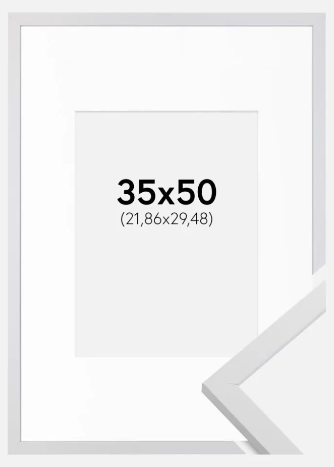 Ramme Trendy Hvid 35x50 cm - Passepartout Hvid 9x12 inches