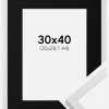 Ramme Trendy Hvid 30x40 cm - Passepartout Sort 21x29,7 cm (A4)