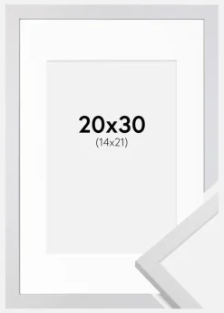 Ramme Trendy Hvid 20x30 cm - Passepartout Hvid 15x22 cm