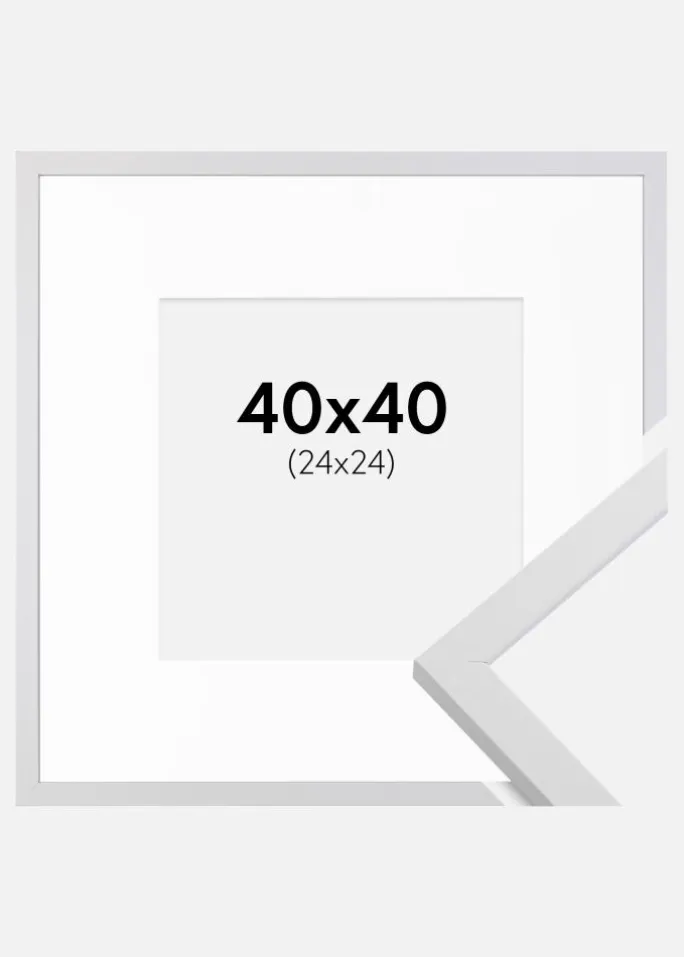 Ramme Trendy Hvid 40x40 cm - Passepartout Hvid 25x25 cm