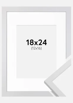 Ramme Trendy Hvid 18x24 cm - Passepartout Hvid 13x17 cm